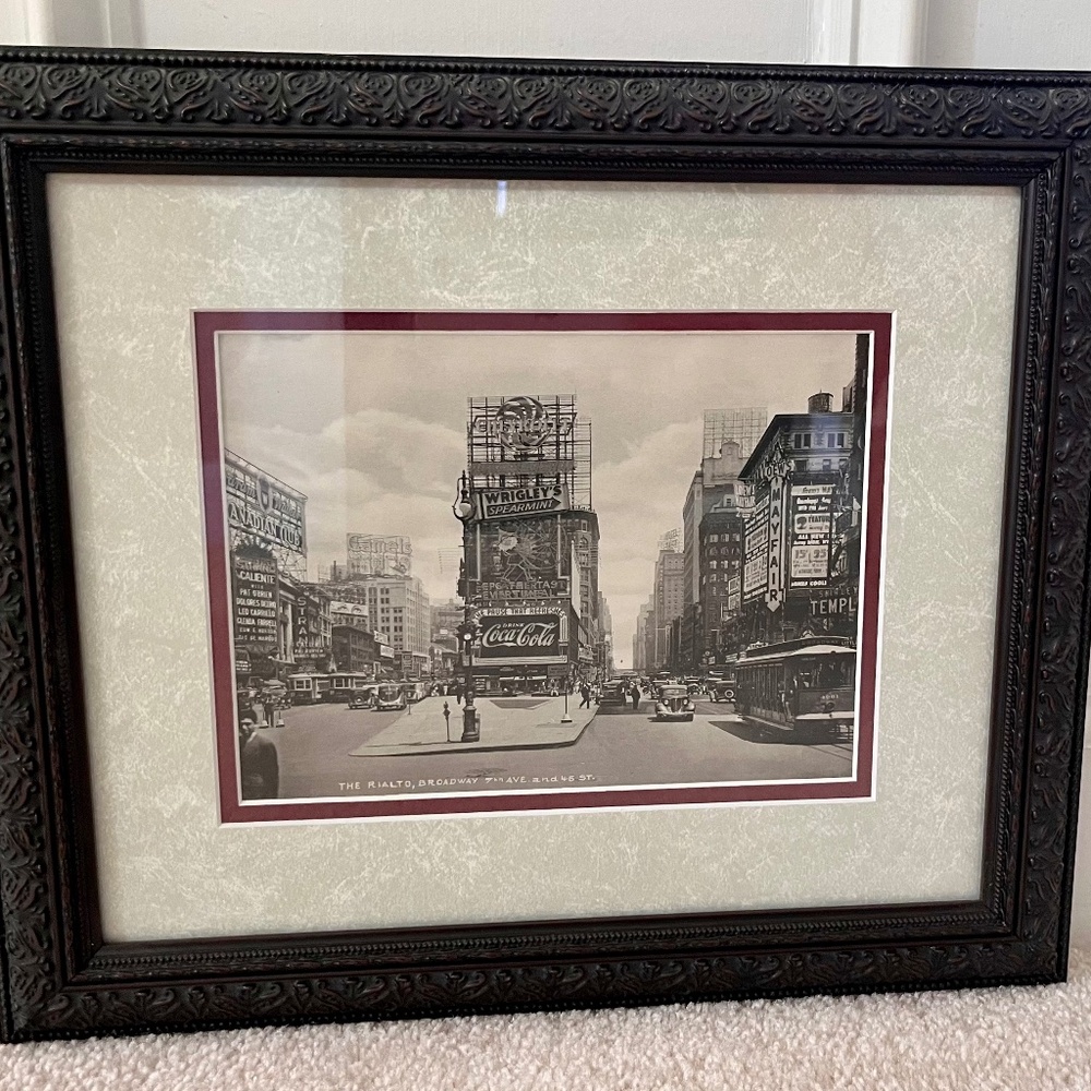 Vintage New York City Rialto Photo Copy Framed